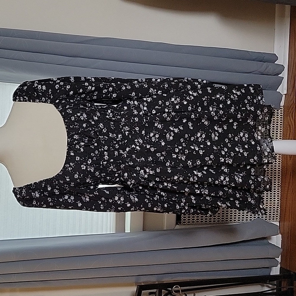 ALTAR'D STATE black gray floral ruffle elastic waist dress NWT sz M